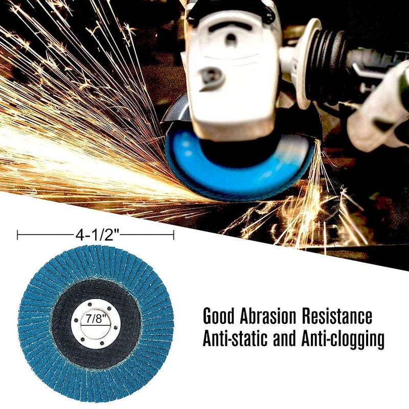 PRVEW Flap Discs 4 1/2 Inch, 5-Pack 4.5" x 7/8" T29 Premium Zirconia Abrasive Grinding Wheels, 40/60/80/120 Assorted Grits Flap Sanding Disc for Metal,Stainless Steel - Image 5